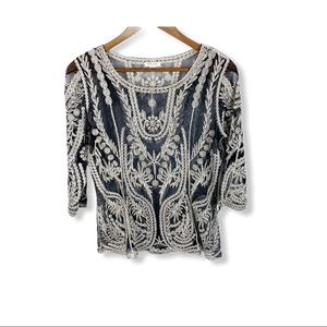 *3 for $25* Ultra Pink Metallic Embroidered Top